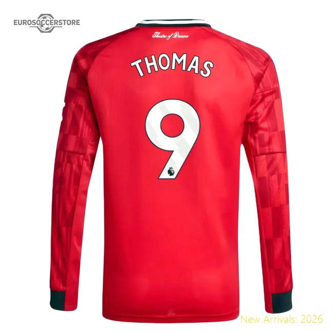 2025-2026 Man Utd Long Sleeve Home Shirt (Kids) (Thomas 9)-The Soccer Shirt Hub