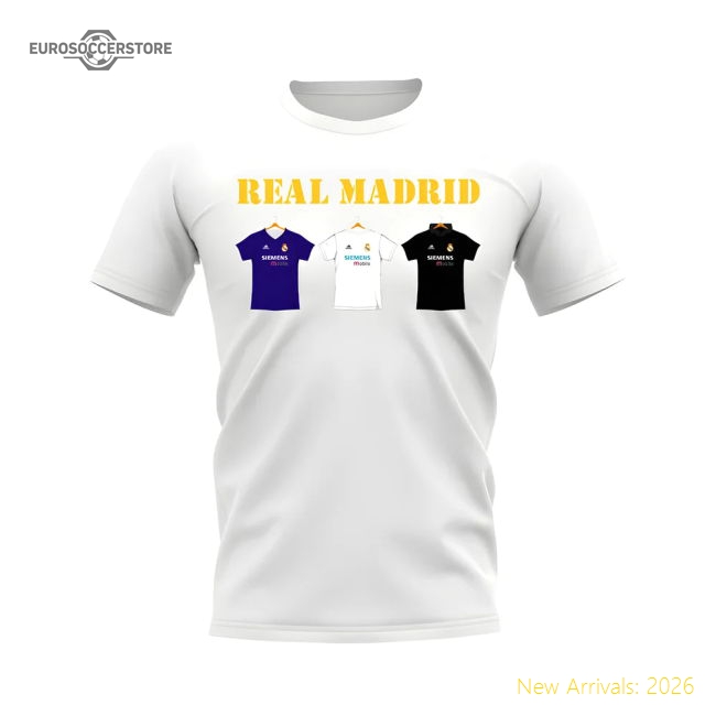 Real Madrid 2002-2003 Retro Shirt T-shirt - Text (White) (Hierro 4)-The Soccer Shirt Hub