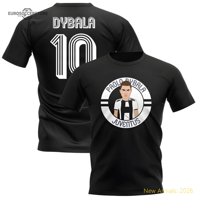 Paulo Dybala Juventus Illustration T-Shirt (Black)-The Soccer Shirt Hub