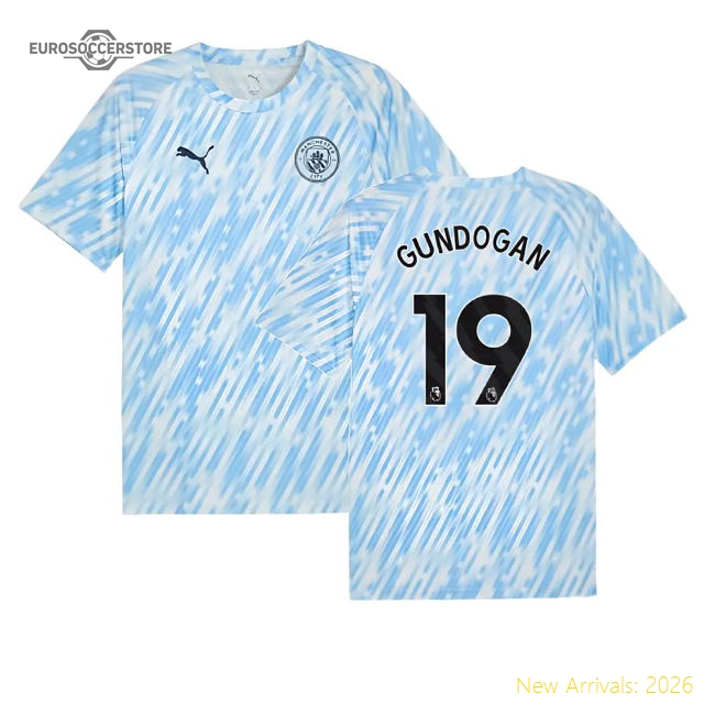 2025-2026 Man City Warm Up Jersey (Silver Sky) (Gundogan 19)-The Soccer Shirt Hub