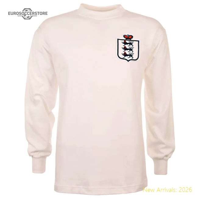 England L/S Retro Football Shirt White-The Soccer Shirt Hub