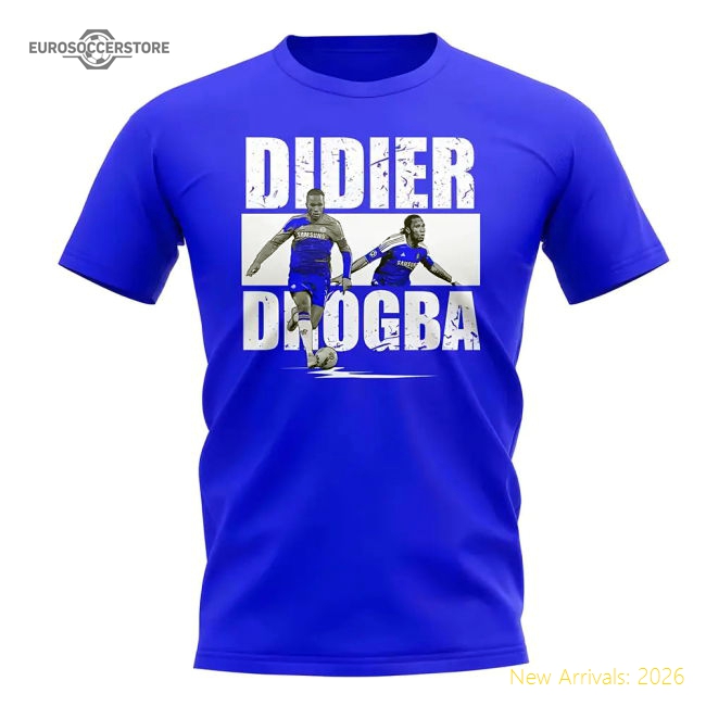 Didier Drogba Player Collage T-Shirt (Blue)-The Soccer Shirt Hub
