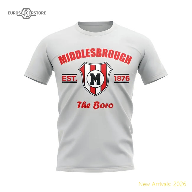 Middlesbrough Established Football T-Shirt (White)-The Soccer Shirt Hub