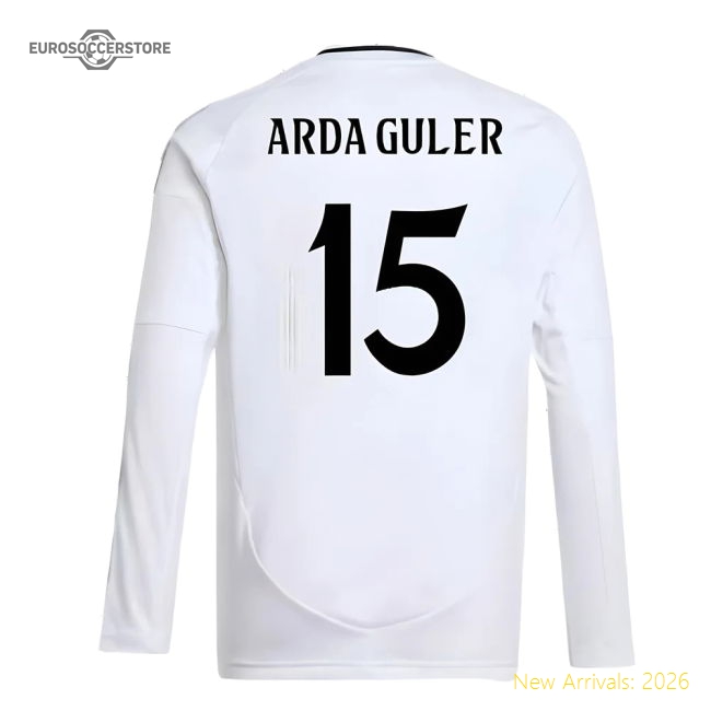 2024-2025 Real Madrid Long Sleeve Home Shirt (Kids) (Arda Guler 15)-The Soccer Shirt Hub