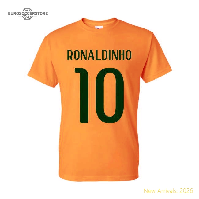 Ronaldinho Brazil Hero T-shirt (yellow)-The Soccer Shirt Hub