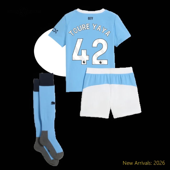 2025-2026 Man City Home Mini Kit (Toure Yaya 42)-The Soccer Shirt Hub
