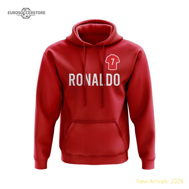 Cristiano Ronaldo Man United Number Hoody (Red)-The Soccer Shirt Hub
