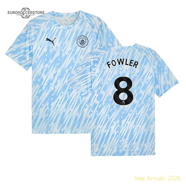 2025-2026 Man City Warm Up Jersey (Silver Sky) (Fowler 8)-The Soccer Shirt Hub