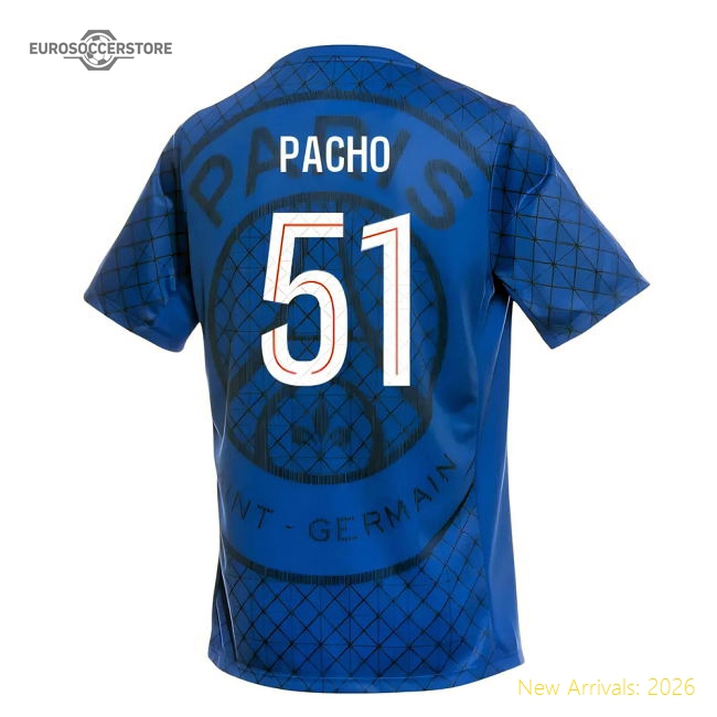 2025-2026 PSG Academy Pro Home Pre Match Shirt (Royal) (Pacho 51)-The Soccer Shirt Hub