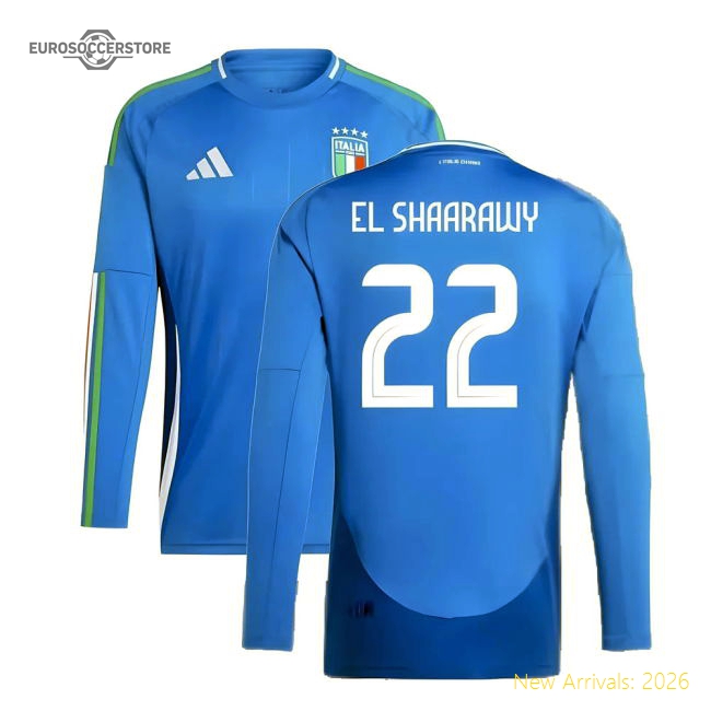 2024-2025 Italy Long Sleeve Home Shirt (EL SHAARAWY 22)-The Soccer Shirt Hub