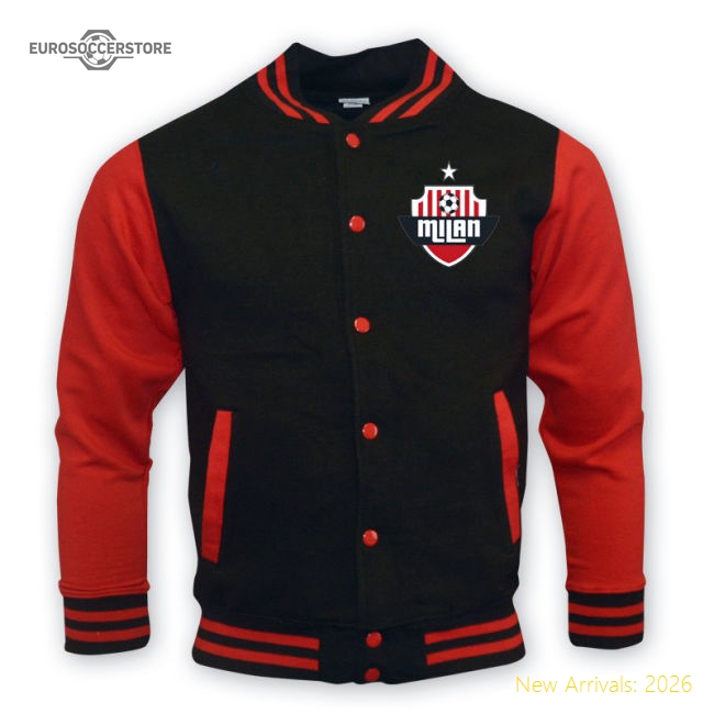 Ac Milan College Baseball Jacket (black) - Kids-The Soccer Shirt Hub