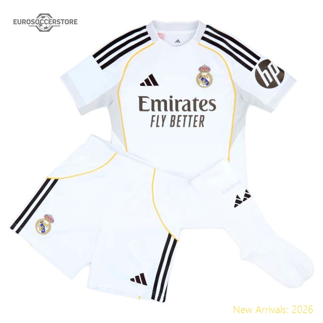2025-2026 Real Madrid Home Youth Kit (Alaba 4)-The Soccer Shirt Hub