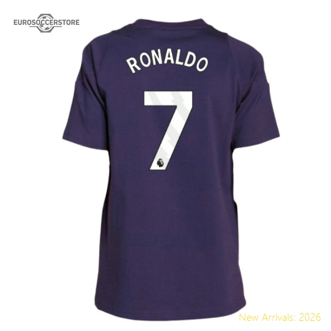 2025-2026 Man Utd Training Tee (Aurora Plum) - Kids (Ronaldo 7)-The Soccer Shirt Hub