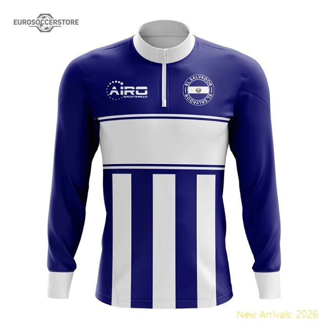 El Salvador Concept Football Half Zip Midlayer Top (Navy-White)-The Soccer Shirt Hub