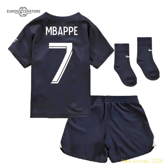 2022-2023 PSG Infants Home Kit (MBAPPE 7)-The Soccer Shirt Hub