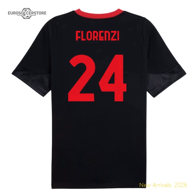 2025-2026 AC Milan Training Jersey (Black) (Florenzi 24)-The Soccer Shirt Hub