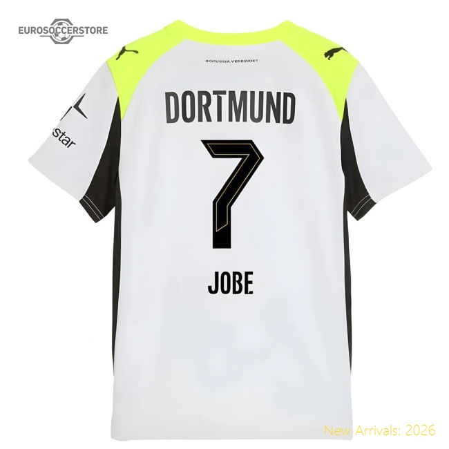 2025-2026 Borussia Dortmund Away Shirt (Kids) (Jobe 7)-The Soccer Shirt Hub
