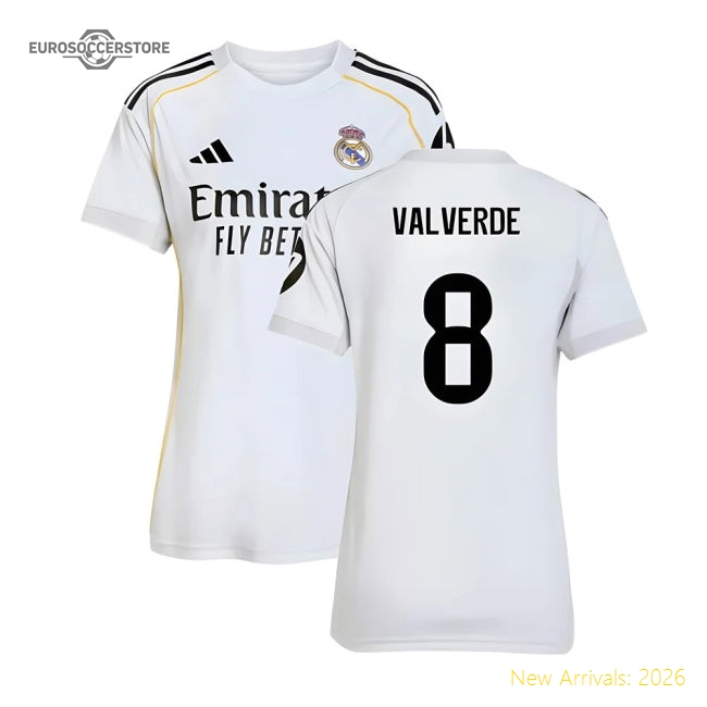 2025-2026 Real Madrid Home Shirt (Womens) (Valverde 8)-The Soccer Shirt Hub