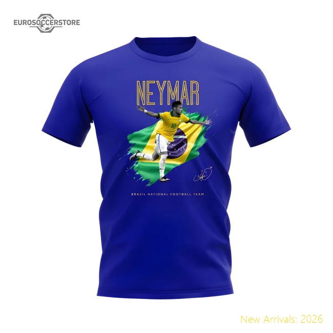 Neymar Brazil Celebration T-Shirt (Blue)-The Soccer Shirt Hub