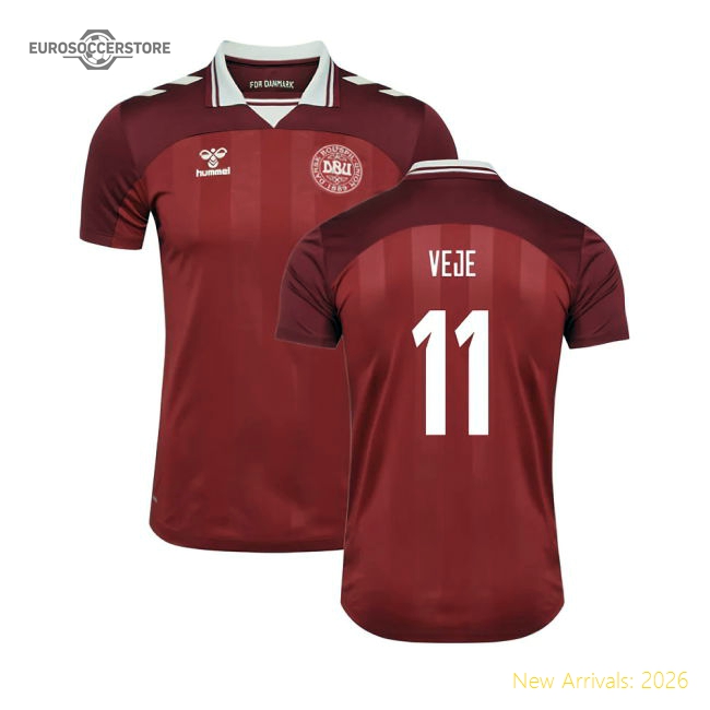 2025-2026 Denmark Womens Team Home Shirt (Ladies) (Veje 11)-The Soccer Shirt Hub