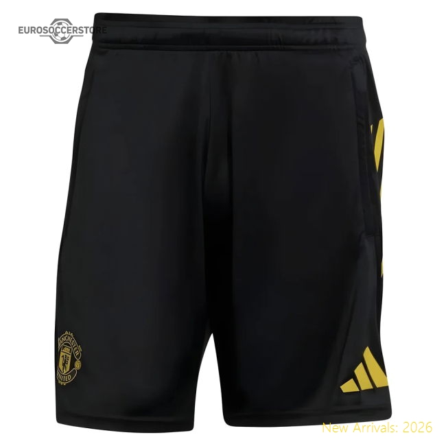 2025-2026 Man Utd EU Training Shorts (Black)-The Soccer Shirt Hub