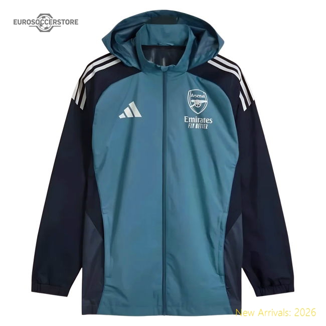 2025-2026 Arsenal Allweather Jacket (Blanch Blue)-The Soccer Shirt Hub