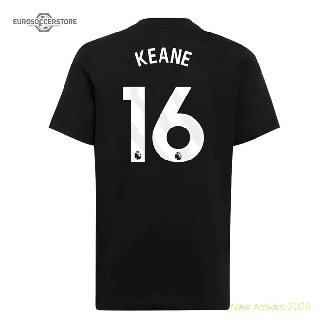 2025-2026 Man Utd EU Training Tee (Black) (Keane 16)-The Soccer Shirt Hub