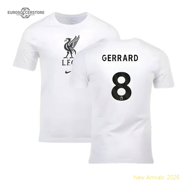 2023-2024 Liverpool Crest Tee (White) (Gerrard 8)-The Soccer Shirt Hub