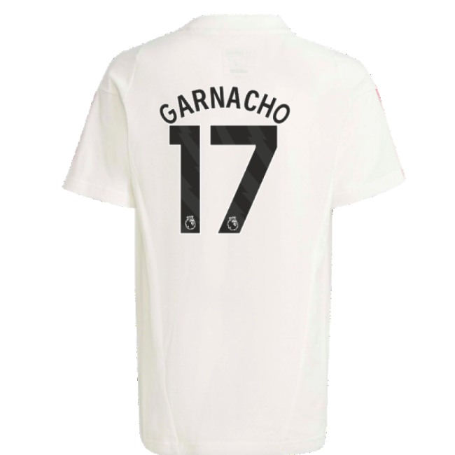 2023-2024 Man Utd Training Tee (White) - Kids (Garnacho 17)-The Soccer Shirt Hub