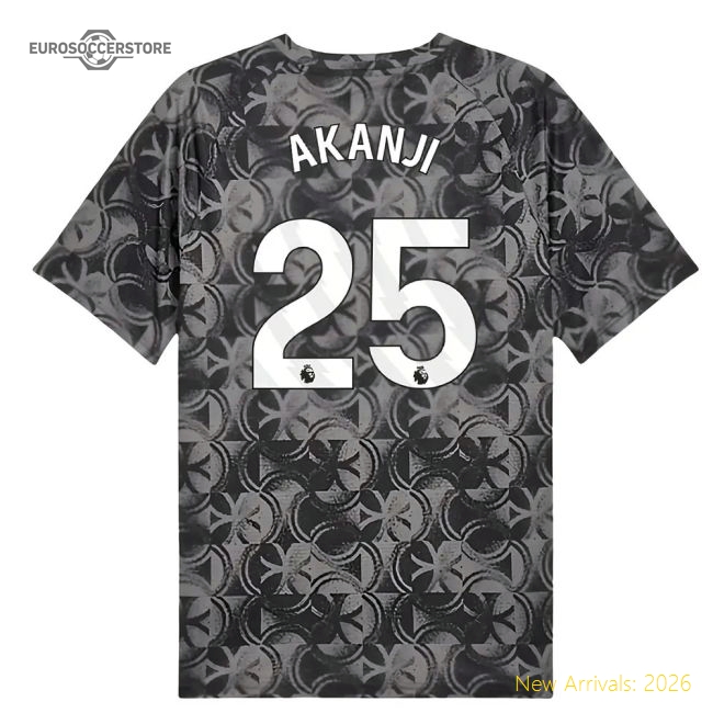 2025-2026 Man City Warm Up Jersey (Black) (Akanji 25)-The Soccer Shirt Hub