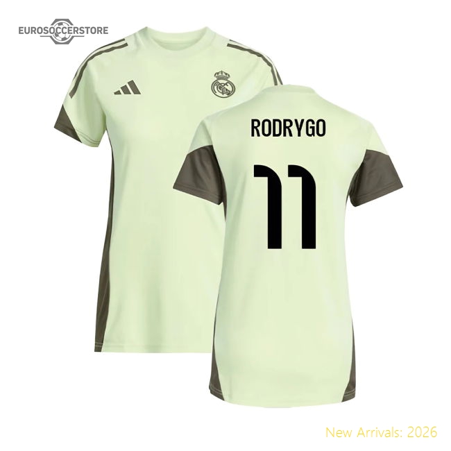 2025-2026 Real Madrid Training Jersey (Almost Lime) - Womens (Rodrygo 11)-The Soccer Shirt Hub