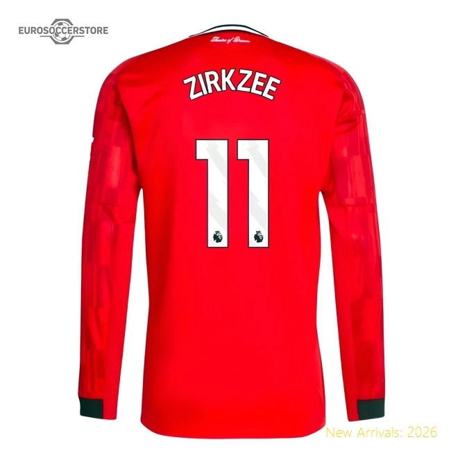 2025-2026 Man Utd Long Sleeve Home Shirt (Zirkzee 11)-The Soccer Shirt Hub
