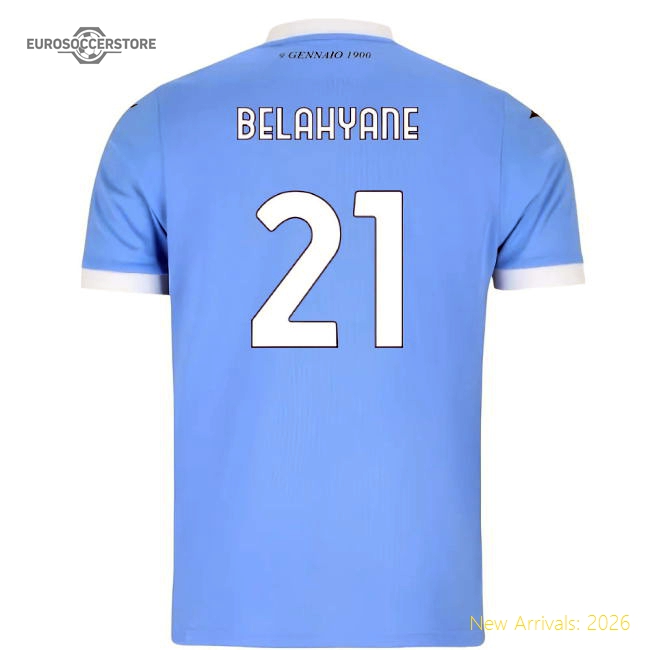 2025-2026 Lazio Home Shirt (Kids) (Belahyane 21)-The Soccer Shirt Hub