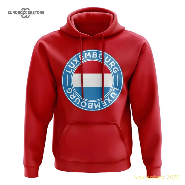 Luxembourg Football Badge Hoodie (Red)-The Soccer Shirt Hub