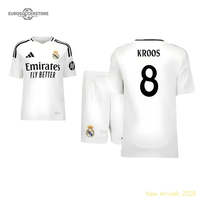 2024-2025 Real Madrid Home Youth Kit (Kroos 8)-The Soccer Shirt Hub