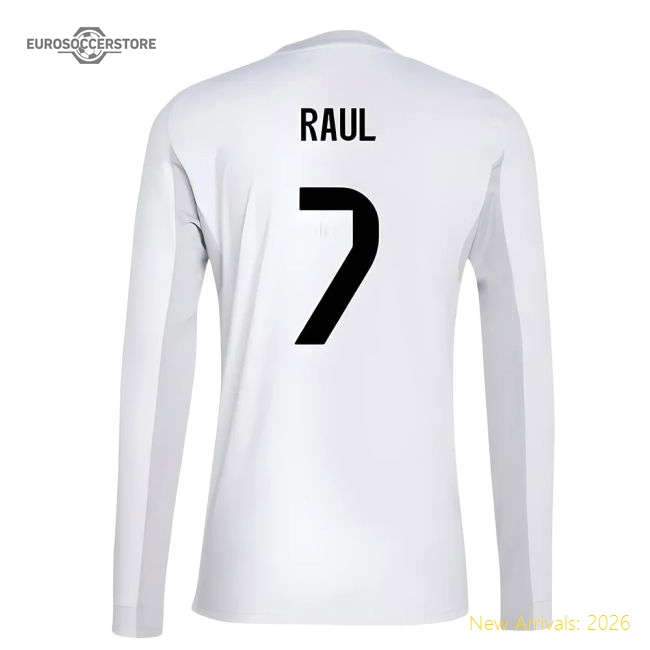 2025-2026 Real Madrid Long Sleeve Home Shirt (Raul 7)-The Soccer Shirt Hub