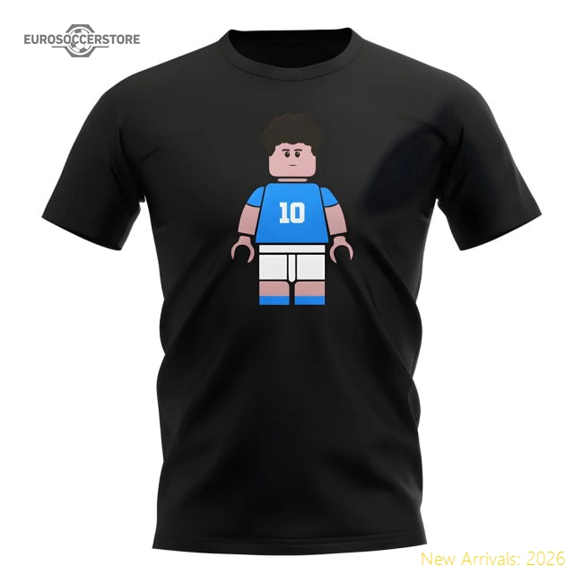 Diego Maradona Napoli Brick Footballer T-Shirt (Black)-The Soccer Shirt Hub