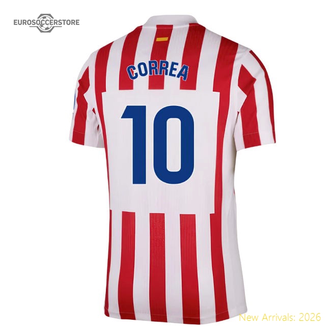 2025-2026 Atletico Madrid Home Authentic Shirt (Correa 10)-The Soccer Shirt Hub