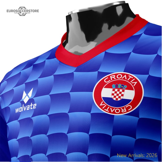 Croatia Heritage Football Jersey Blue (Wolvate) Adult Short Sleeve-The Soccer Shirt Hub