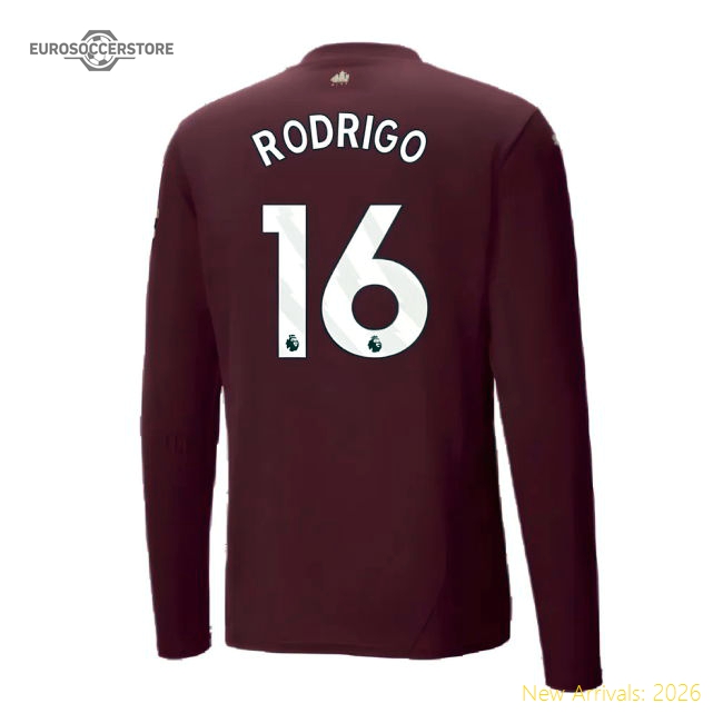 2024-2025 Man City Third Long Sleeve Shirt (Rodrigo 16)-The Soccer Shirt Hub
