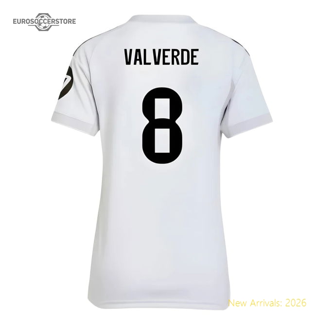 2025-2026 Real Madrid Home Shirt (Womens) (Valverde 8)-The Soccer Shirt Hub