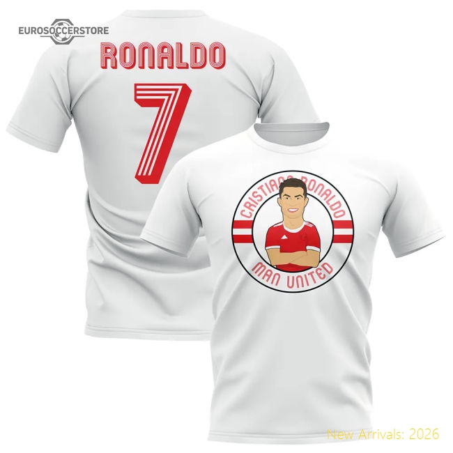 Cristiano Ronaldo Man United Illustration T-Shirt (White)-The Soccer Shirt Hub