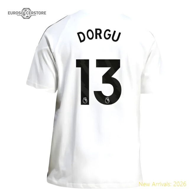 2025-2026 Man Utd Training Tee (White) (Dorgu 13)-The Soccer Shirt Hub