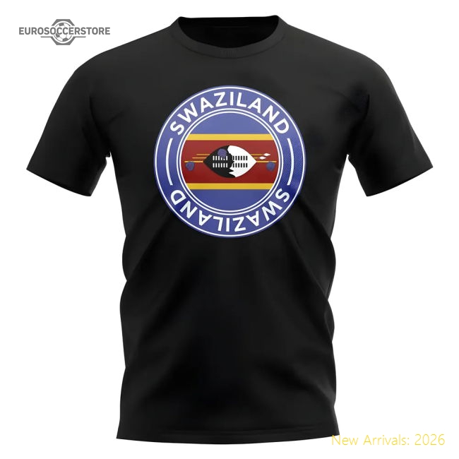 Swaziland Football Badge T-Shirt (Black)-The Soccer Shirt Hub