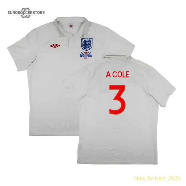 England 2009-10 World Cup Home shirt (XL) (Very Good) (A COLE 3)-The Soccer Shirt Hub