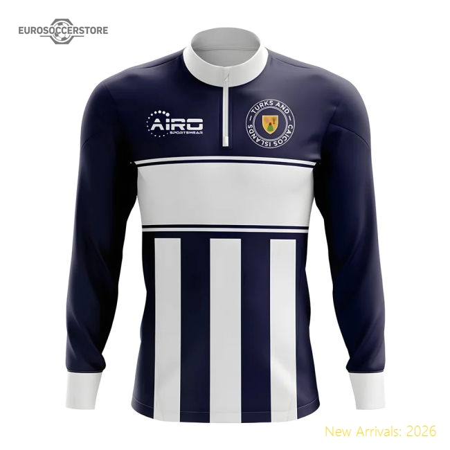 Turks and Caicos Islands Concept Football Half Zip Midlayer Top (Navy-White)-The Soccer Shirt Hub