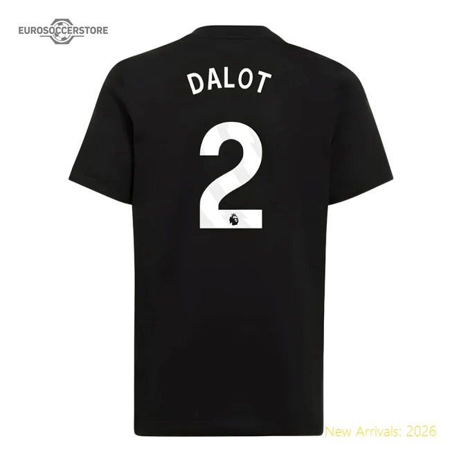 2025-2026 Man Utd EU Training Tee (Black) (Dalot 2)-The Soccer Shirt Hub
