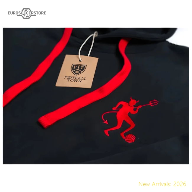 Manchester Retro Football Hoodie The Devil (Black)-The Soccer Shirt Hub