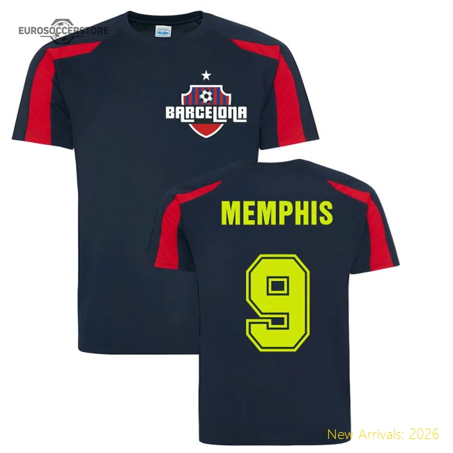 Memphis Depay Barcelona Sport Training Jersey (Navy)-The Soccer Shirt Hub