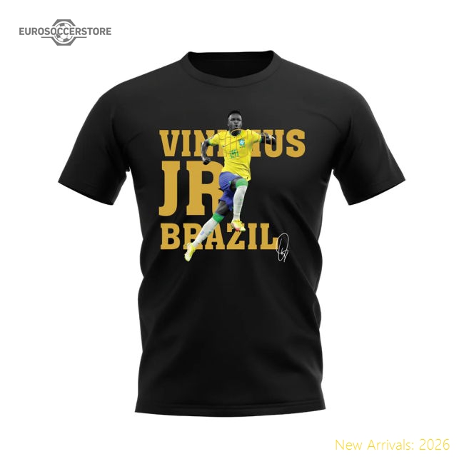 Vinicius jr Brazil Player Tee (Black)-The Soccer Shirt Hub